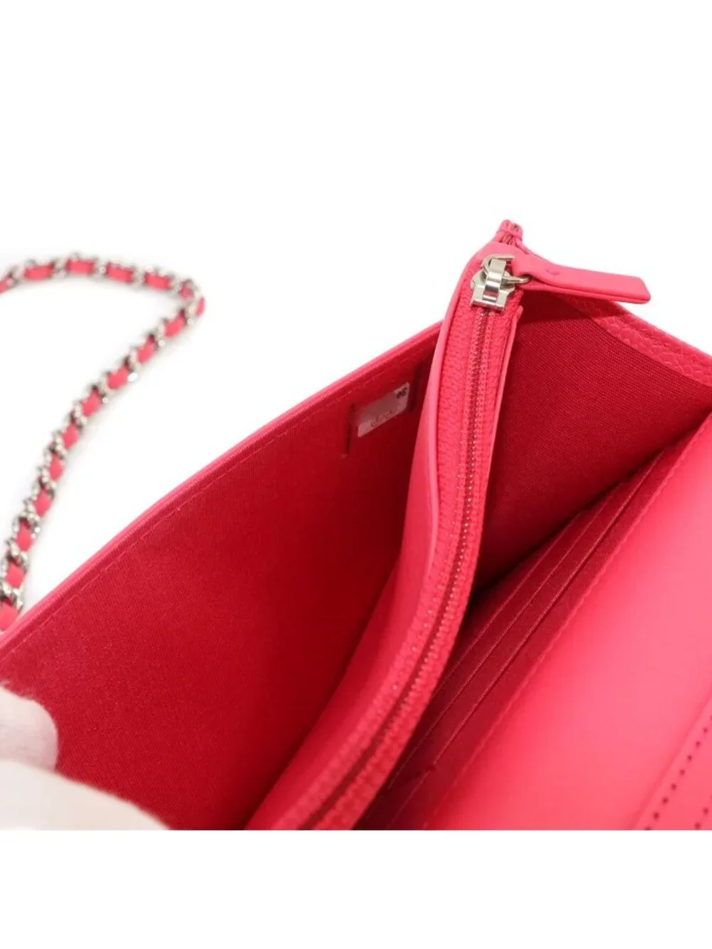 Chanel Camellia Chain Wallet Bifold Leather Pink Shoulder Bag